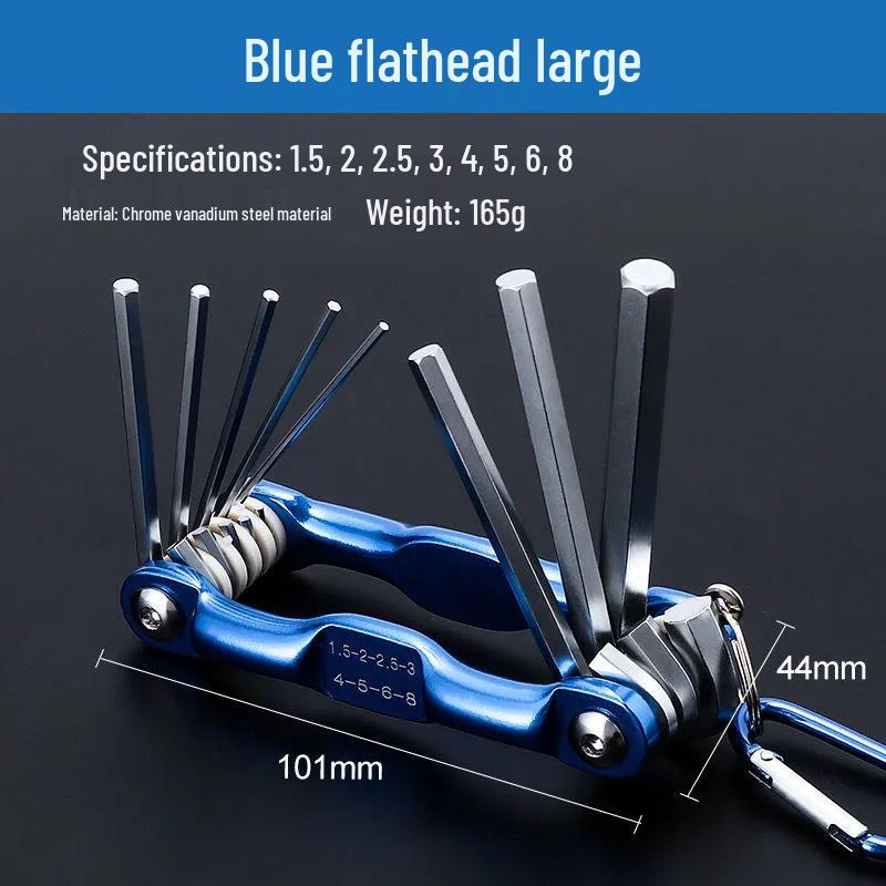 Blue Multifunctional Portable Folding Torx & Hex Wrench Set with Hollow Screwdriver