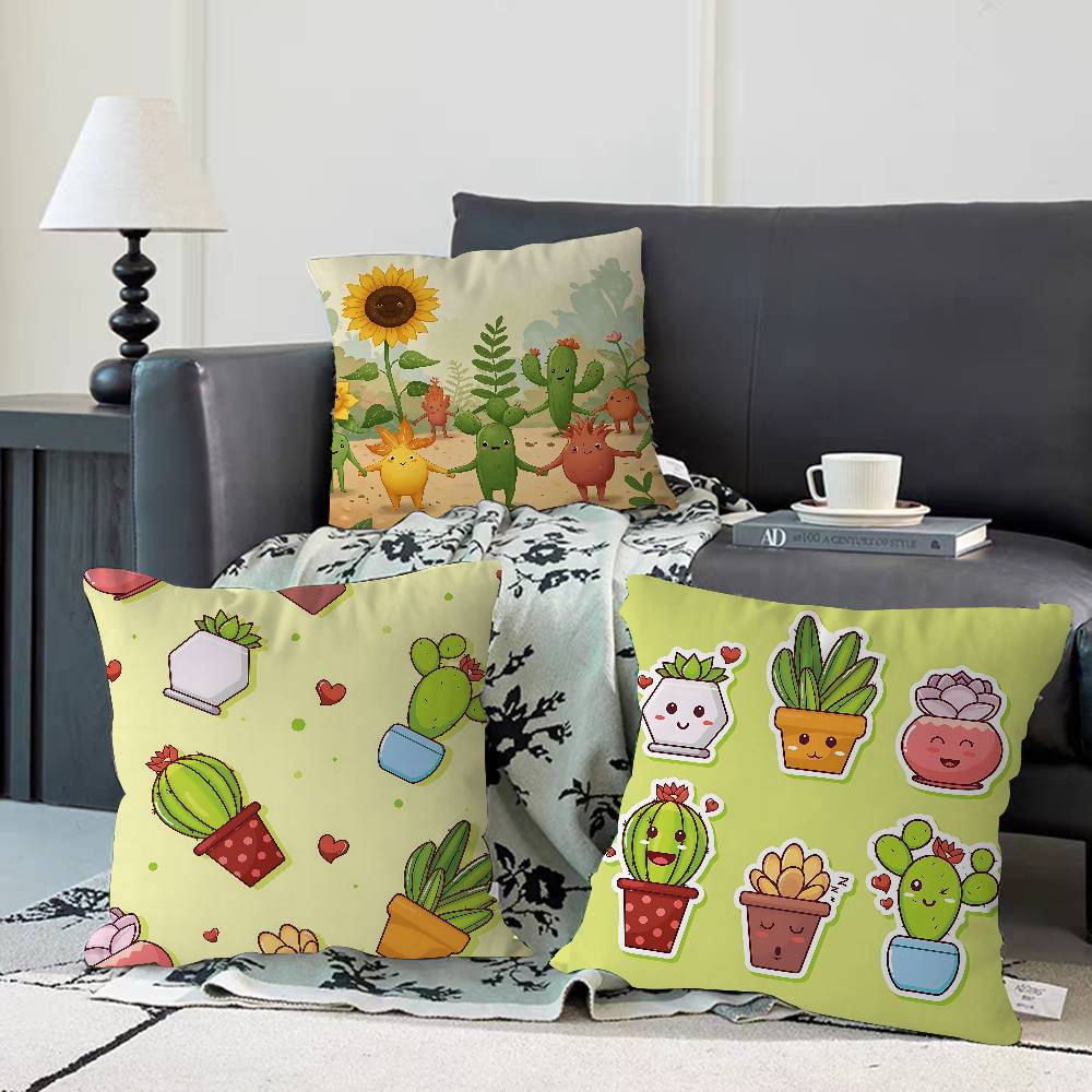 Niedliche Cartoon Sukkulenten Kissen Geschenke Heim Büro Einrichtung Schlafzimmer Sofa Auto Kissenbezug Hülle 45x45cm