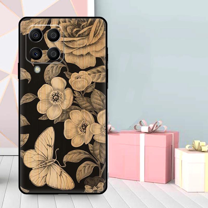 Tree Flower Bamboo Wood Case For Samsung Galaxy M36 M12 M52 M06 M16 M56 M33 M15 M55 M31 M13 M14 M53 M32 M35 M34 M54