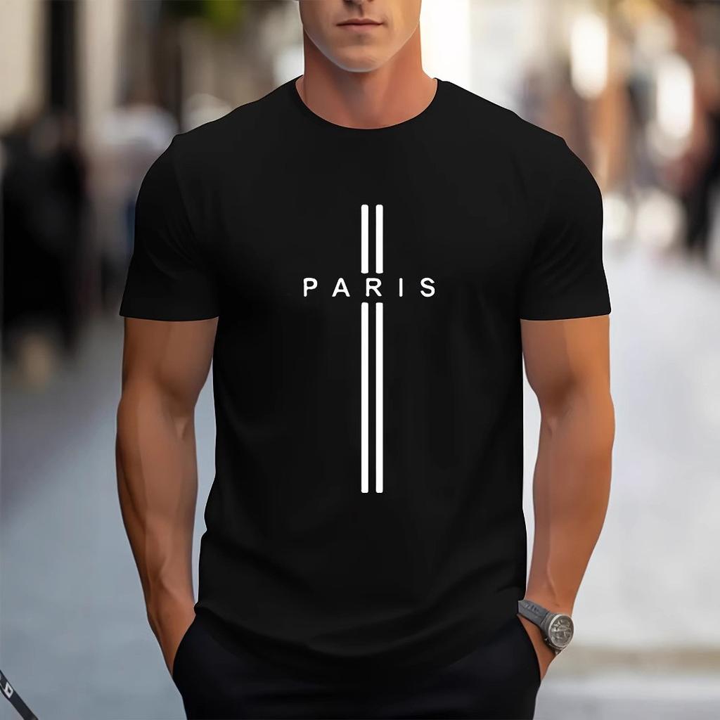 Summer men's fashion casual relaxed comfortable breathable letter-printed beach style men's short sleeve T-shirt