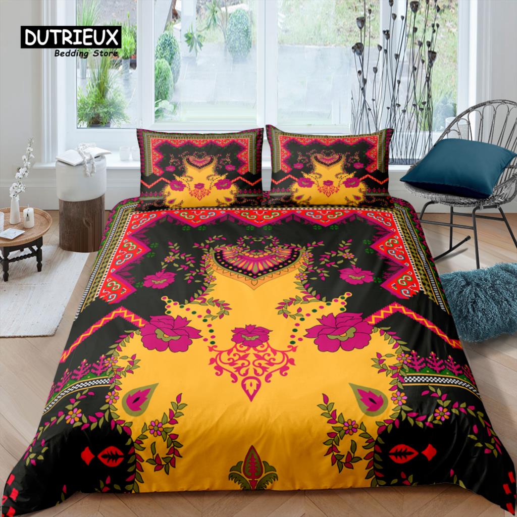 Home Living Luxury 3D Bohemia Flower Bedding Set Peony Duvet Cover Pillowcase Queen And King Eu/Us/Au Size Polyester Bedding