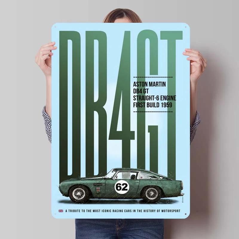 Aston Martins Tinplate Sign Classic Cars Poster Metal Wall Art Mural Retro Metal Sign Plaque for Garage Wall Art Decoration Room