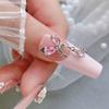 Nail Art Diamond Pink Zircon Bow Pendant Jewelry New Light Luxury Silver Butterfly Love Diamond