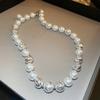 French round long multi-layer pearl ingot necklace temperament collarbone chain sweater chain necklace jewelry women