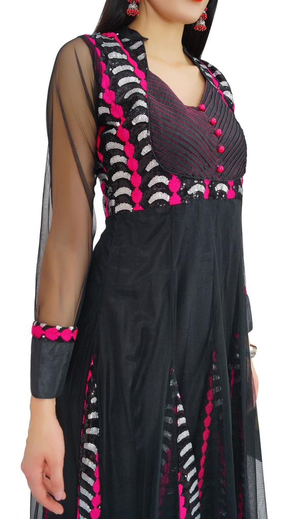 Atasi Womens Readymade Black Anarkali Suit With Dupatta Salwaar Kameez Indian Bollywood Dress - Custom