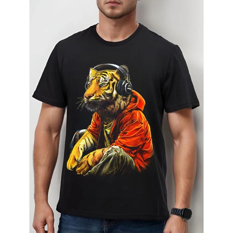 Pánské kreslené tričko s krátkým rukávem a kulatým výstřihem, letní trička