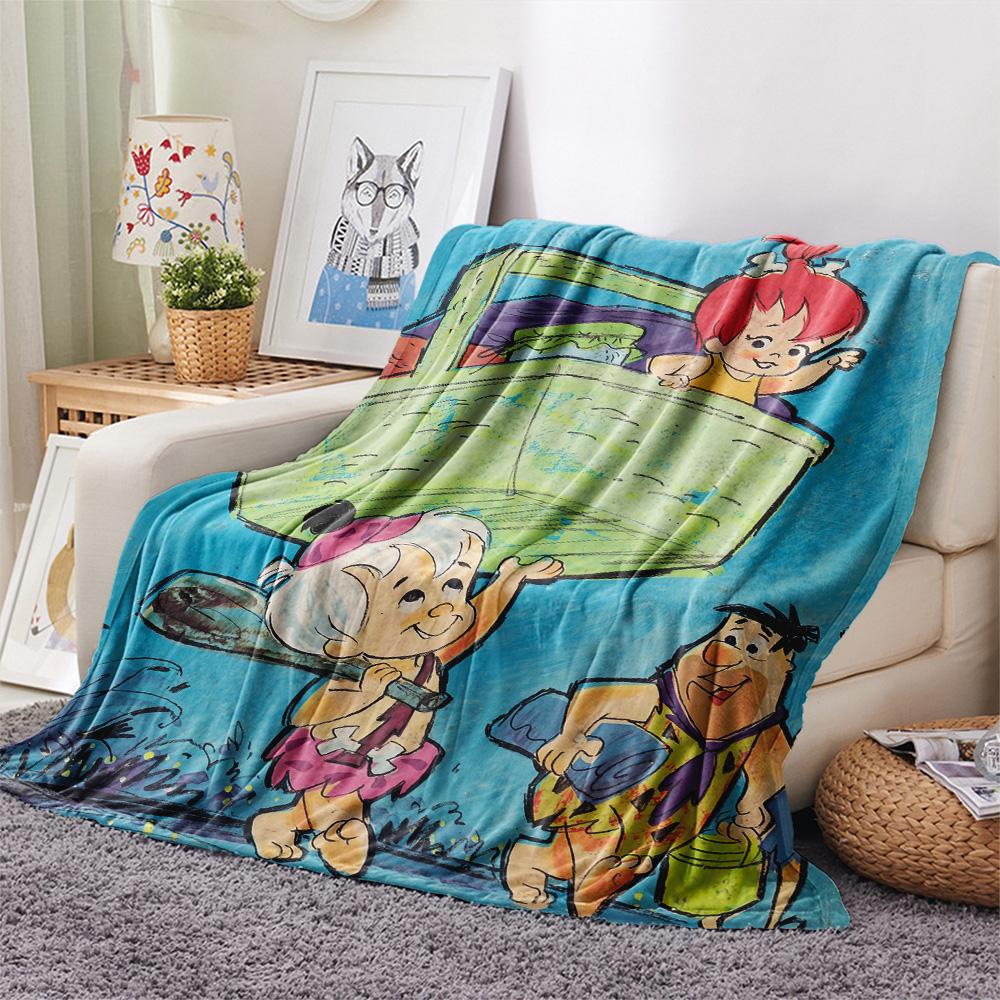 Coperta in Flanella con Stampa dei Flintstones, Alta qualità, Confortevole per Tutte le Stagioni, Decorazione per la Casa, Calore e Comfort