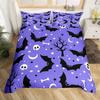 Spooky Dark Bats Duvet Cover Halloween Decoration Glitter Stars Moon Galaxy Bedding Set Cartoon Bat Gothic Comforter Cover Queen