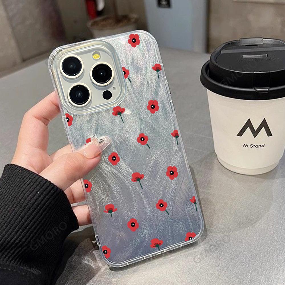 Simple Little Safflower Apple 17 Feather Yarn Mobile Phone Case iPhone16promax Anti-wear Protective Case
