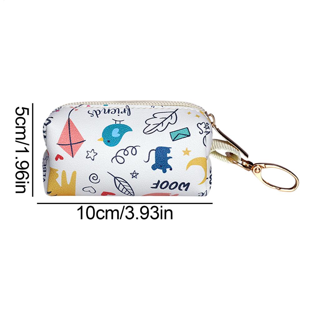 Dog Bag Holder For Poop PU Leather Zipper Poop Bag Holder Stain-Resistant Poop Bag Holder Portable Waste Bag Dispenser With Hook