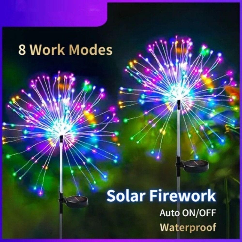

Наружные 8 режимов 150 светодиодных солнечных фейерверков на садовой дорожке, светодиодные лампы Starburst Stake