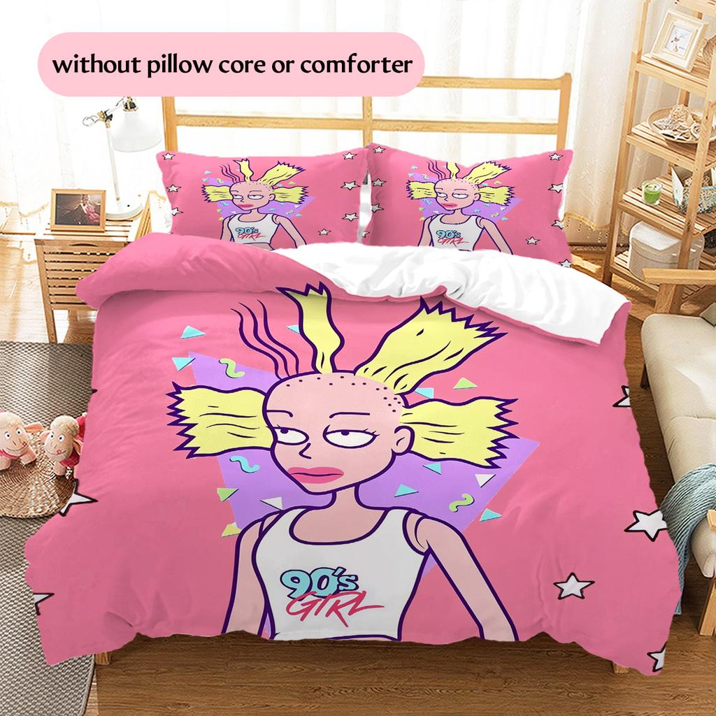 Rugrats  Pattern Bedding Quilt Set  Home Decoration  Gift (1 * Duvet Cover + 2 * Pillowcase  Without Core)