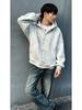 New Style Men's Heather Gray Hooded Sweatshirt with Backpack, Loose Fit, Perfect for Elementary Students.