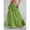 2025 Summer Fashion Lace-up Big Swing Skirt Loose Elegant Casual Simple A-line Ruffled Party Long Skirts Sweet Simple Party Office Clothing