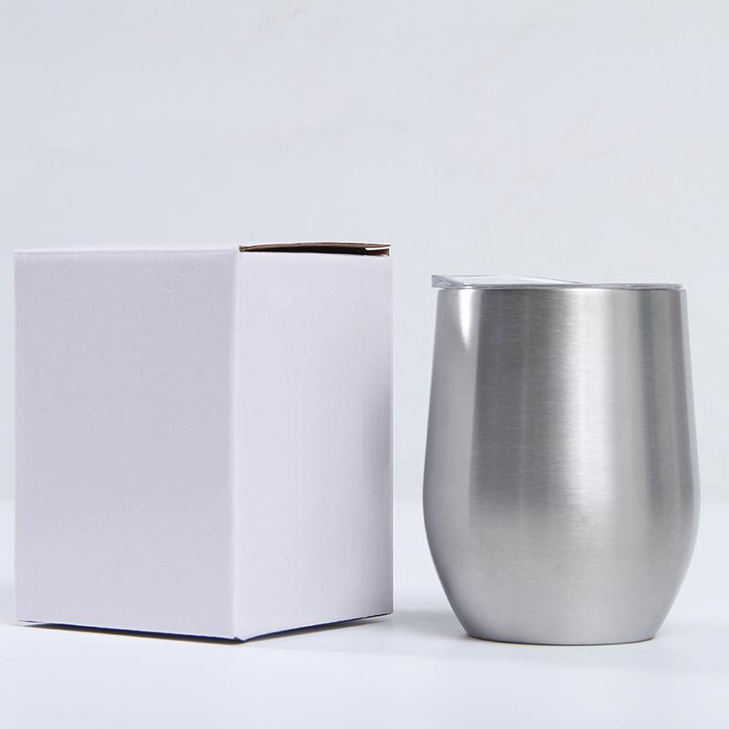 12oz Eierschalenförmiger U-förmiger Edelstahl-Vakuum-Weinbecher mit Bauchdesign