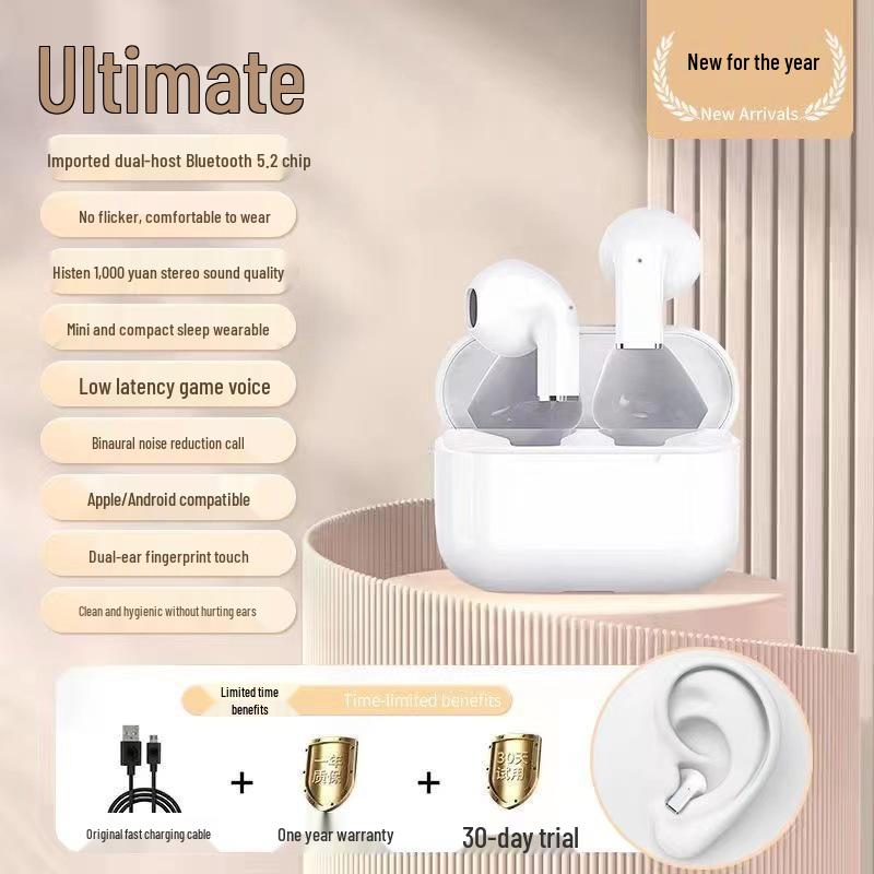 

Pro5s Bluetooth Earphones - Invisible, Long Battery, Dual Ear, Mini Earbuds for Girls, Android-Compatible.