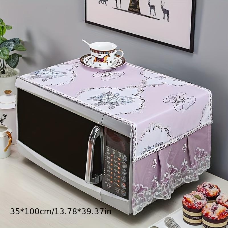 1pc European Style Lace Microwave Cover, Polyester Dustproof Appliance Protector with Floral Design, No Battery Required, Microwave Food Cover