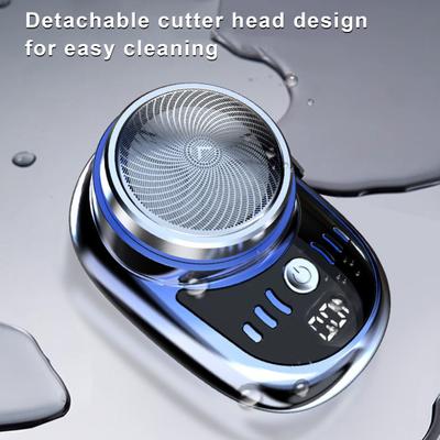 Men Electric Shaver Battery Display USB Rechargeable Mini Travel Rotary Razor Portable Cordless Hair Beard Trimmer Remover Tool Father Boyfriend Gift