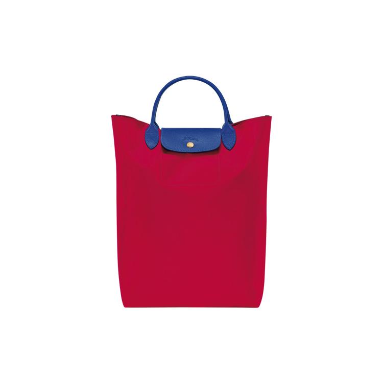 New LONGCHAMP Le Pliage Re Play Canvas With Leather Tote Bag, Shopping Bag, Handbag Regular Women's Red & Blue 10168091P47
