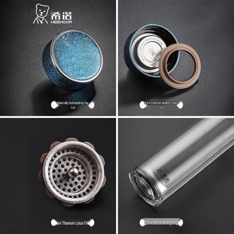 Heenoor XN-T621 Double-Layer Antibacterial Glass Water Cup