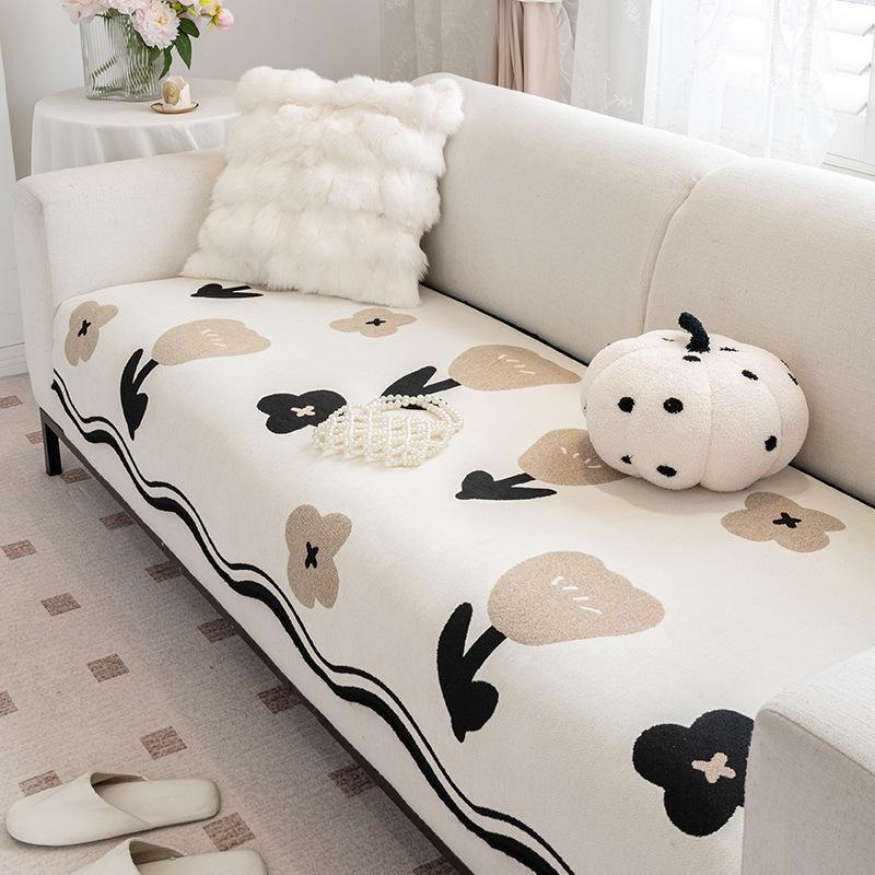 

Small Fresh Ins Wind Special-Shaped Tulip Sofa Cushion Chenier Non-Slip And Anti-Running Sofa Cloth Cover Universal Sofa 70*70cm хаки