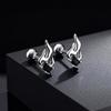 Vintage Flame Stud Earrings for Men, Trendy Black Cubic Zirconia Hypoallergenic Stainless Steel Earrings, Punk Hip Hop Jewelry