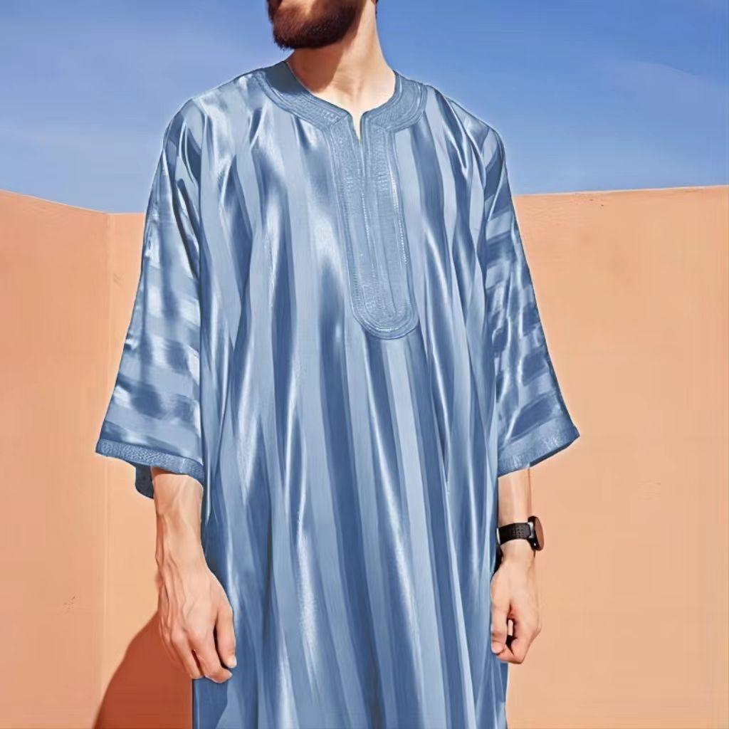 Robe Musulmane Homme Vert Foncé Brodé Arabe 2026