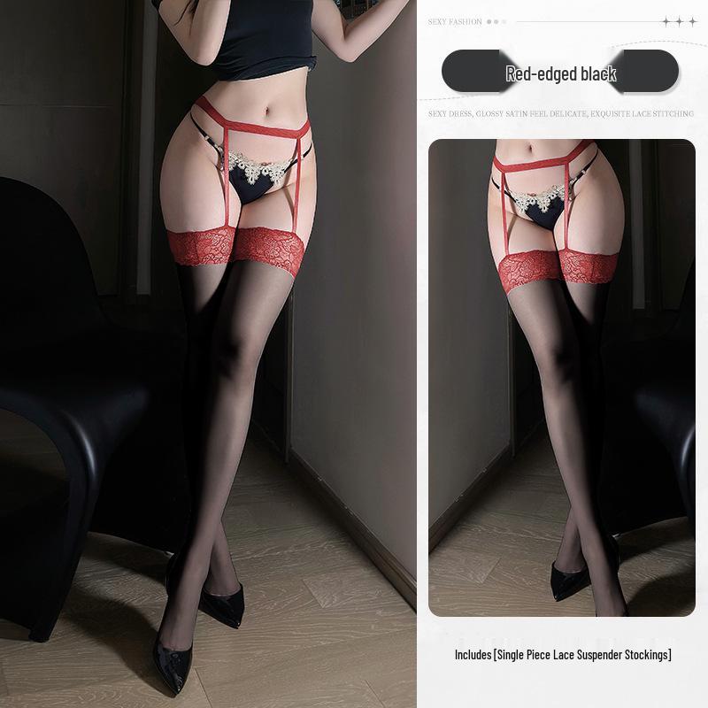 Lace Trim Fishnet Bodystocking with Garter Belt, Open Crotch, and Open Butt - Super Thin Transparent Erotic Lingerie.