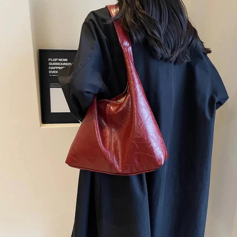 Women Suede Shoulder Bag Retro Single Shoulder Bag Large Capacity Trendy Work Solid Color Vintage Top Handle Bag
