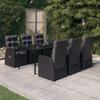 Vidaxl 7-teiliges Gartenmöbel-Set mit Kissen, Schwarz