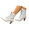 Women'S Wine Glass Heel Pointed Toe Lace Up Ankle Boots Fashionable Casual Low Top Leather Ankle Boots Women Boot Botas Mujer