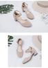 2026 Women's Chunky Heel Sandals, Pointed Toe, Breathable, Low-Cut, Hollow Out, Small Leather, Plus Size, Outdoor Shoes