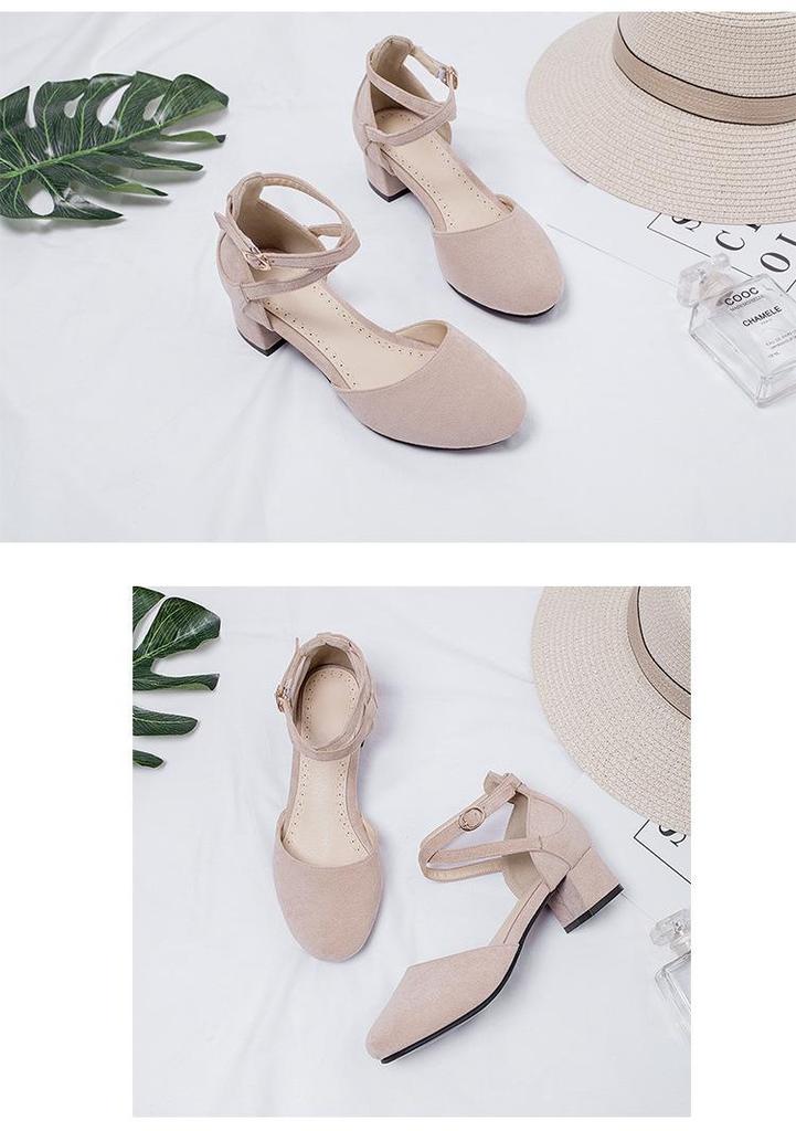 2026 Women's Chunky Heel Sandals, Pointed Toe, Breathable, Low-Cut, Hollow Out, Small Leather, Plus Size, Outdoor Shoes