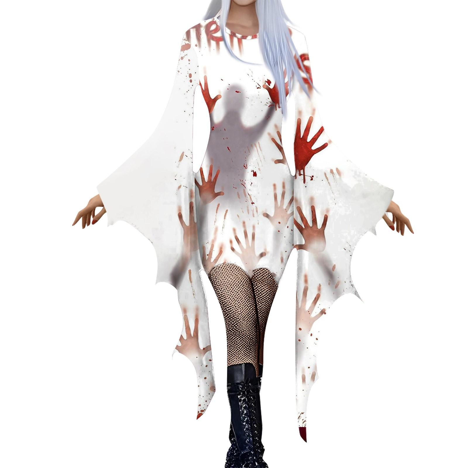 Женская мода готический панк летучая мышь рукава Хэллоуин принт нестандартное вечернее — фото 3