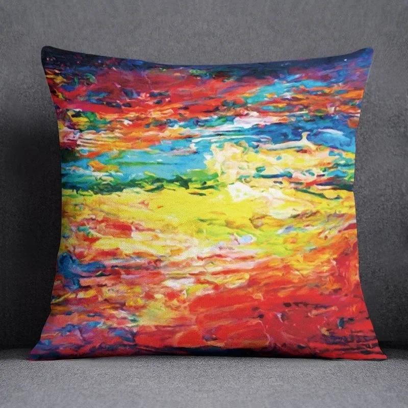 Color Ins Abstract Pillowcase Sofa Cushion Living Room Bedroom Square Pillow Cover Home Fabric Decoration