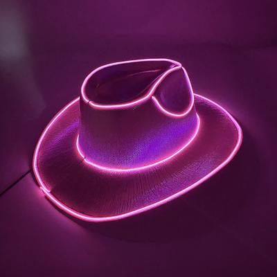 Rave Glowing Light Up Bar Cowboy Hat LED Luminous Bride Cowgirl Cap NightClub Bachelor Party Props Neon Hat Festival Supplies
