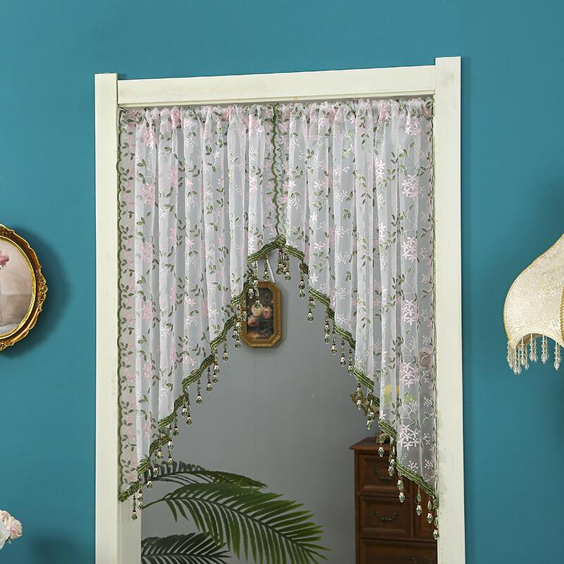 Embroidery Sheer Valance Door Decor Lace Short Curtain with Tassel Beads Embroidery Sheer Valance for Living Room New