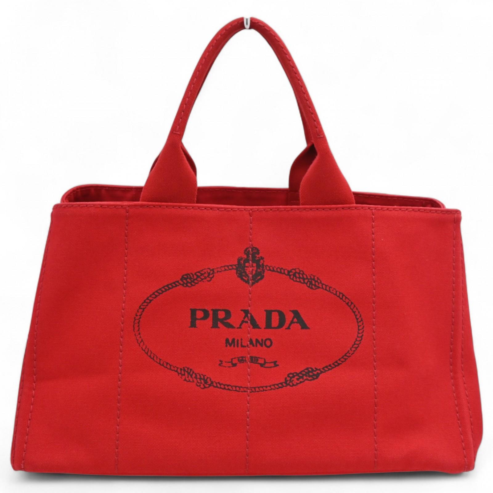 

Auth PRADA Canapa Tote Bag Red Canvas BN1872 pr9946dd Used