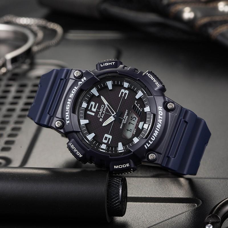 Casio DIGITAL Series-Disc Fashionable Casual Street Style Classic Pointer Dual Display Sports Waterproof Quartz Movement Resin Strap AQ-S810W-2A2