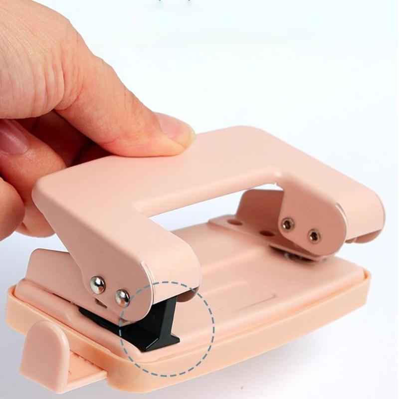 2-Hole Paper Puncher Plastic Punching Machine Portable Paper Punch Manual Puncher Office School Supplies for Student