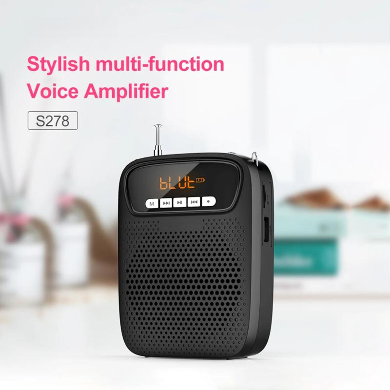 15W Portable Voice Amplifier Wired Microphone FM Radio AUX Audio Recording Bluetooth Speaker Megaphone For Teachers S278