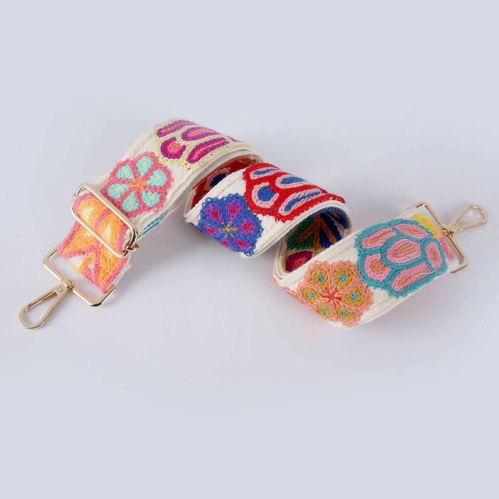 New Versatile Women's Bag Strap Bohemian Embroidered Webbing Crossbody Strap Adjustable Length Single Shoulder Strap Accessories