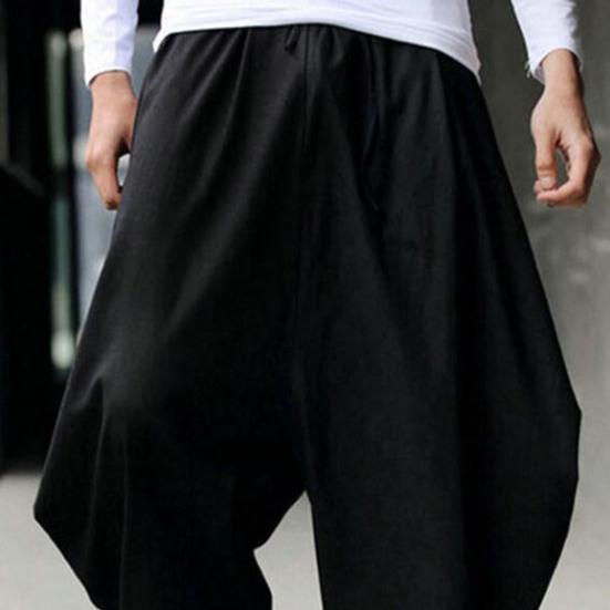 Pantaloni Harem Cavallo Basso Monocolore Coulisse Vintage Vita Media Caviglia Legata Larghi per Performance