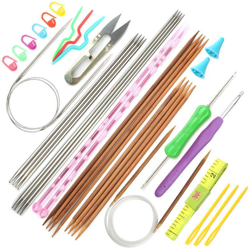 Novice Knitting Tool Set Steel Needle Ring Needle Sweater Needle Crystal Knitted Scarf Stick Needle Hand Knitted Sweater Needle