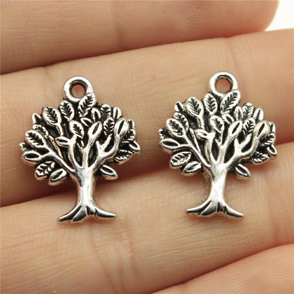 20pcs Charms Tree Antique Silver Color Lucky Tree Pendant Charms Life Tree Charms For Jewelry Making