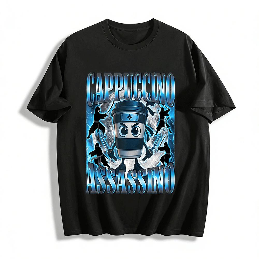 

Ninja Cappuccino Assassino Graphic Casual Tee Pure cotton T-shirt XXS