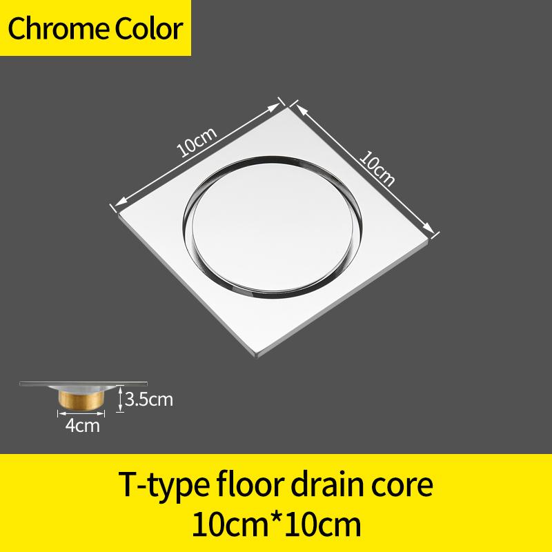 Shower Drains 10cm Square Brass Silver Bathroom Floor Drain Balcony Deodorant Bath Drain Strainer Cover Waste Grate WF-8107L
