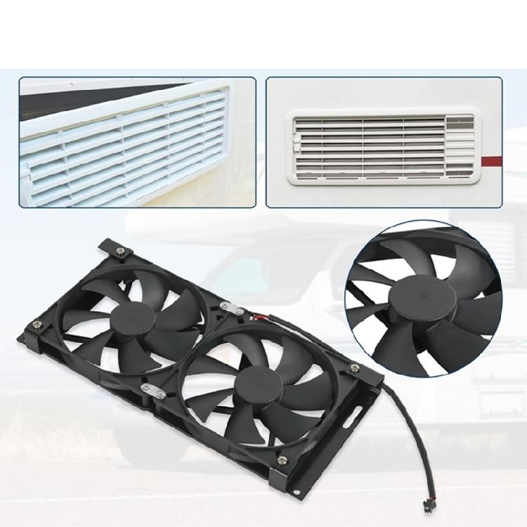 12V Motorhome Fridge Vent Fan Kit with 2 Fans and Bracket for Refrigerator Side Vent Heat Exhaust in Travel Trailers for Side Opening Service