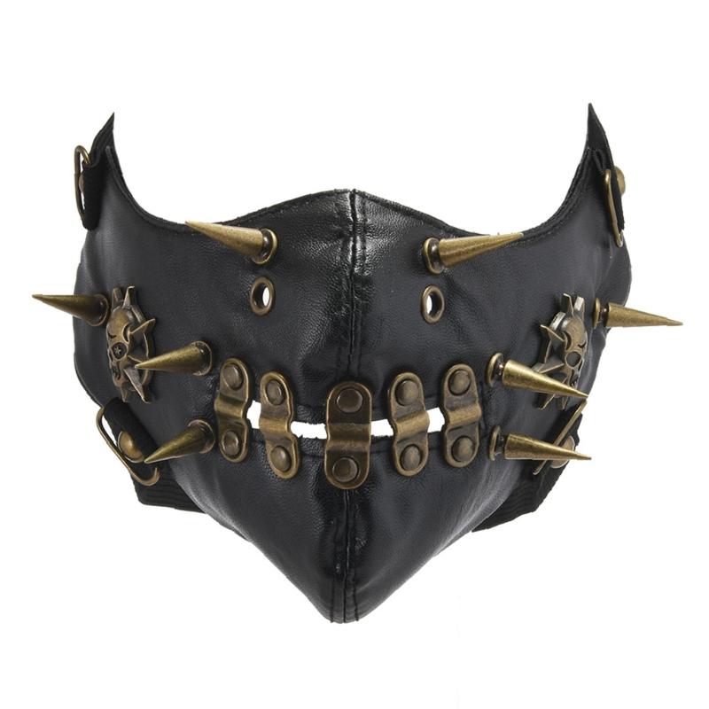Gothic Punk Spiked Skull Face Mask Stylish costume Accessory Face Covering for Halloween Event and Themed Performances