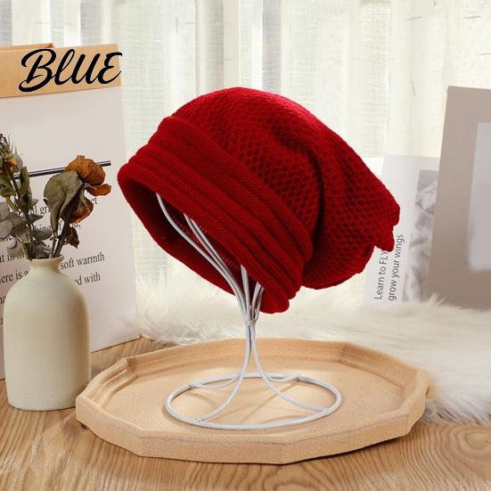 Hat For Different No Brim Winter Baggy Unisex Fall Head Sizes Solid Color Knitted Elastic